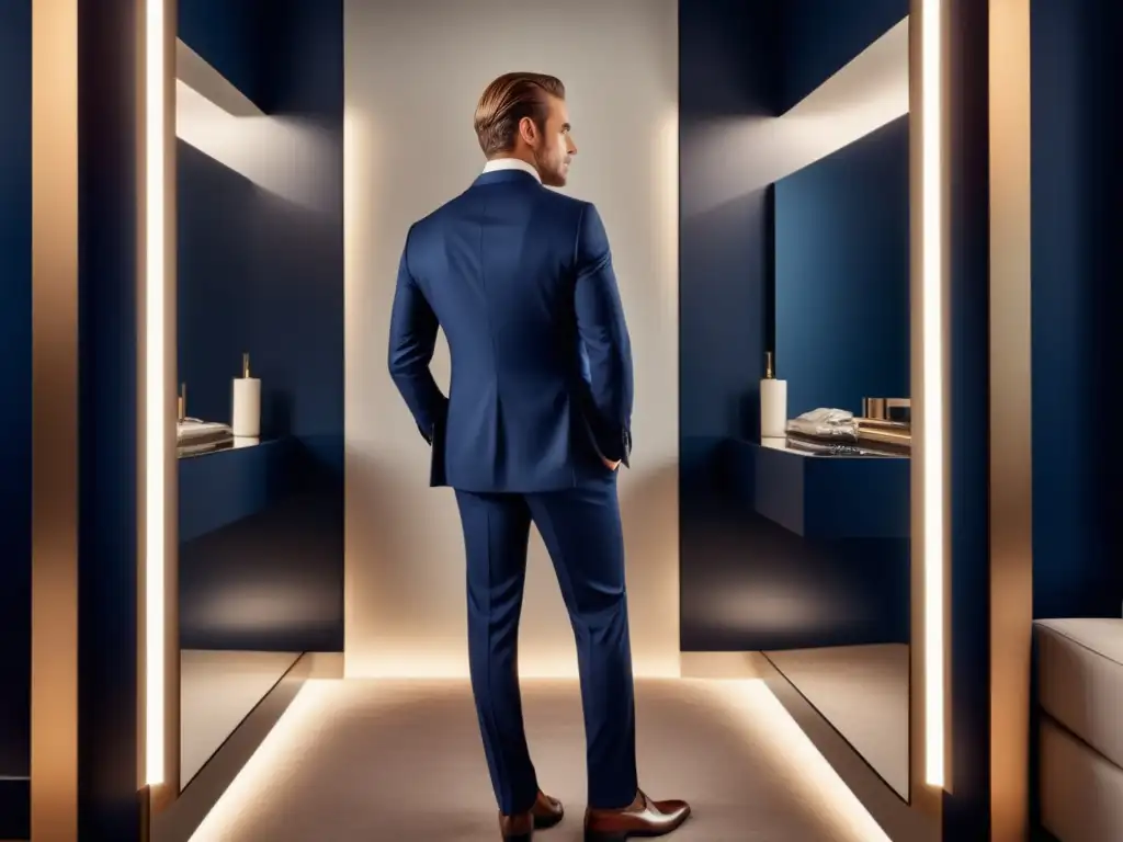 Hombre elegante en lujoso vestidor, inspiración para estilo corporativo