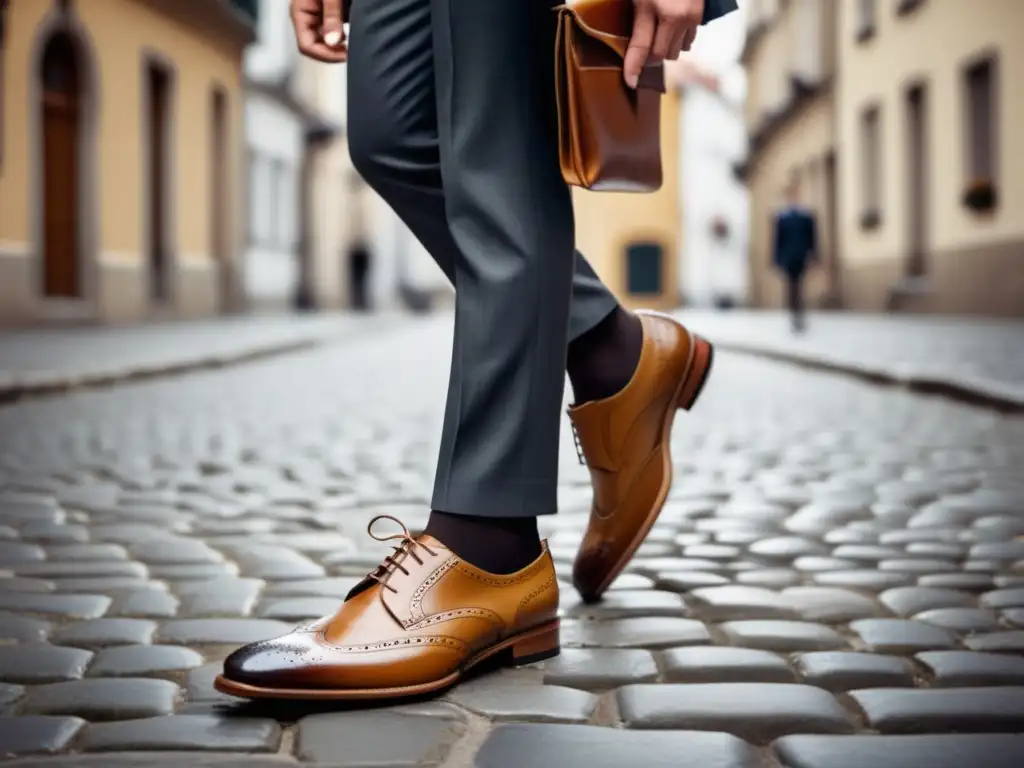 Hombre elegante con zapatos vintage, estilo masculino