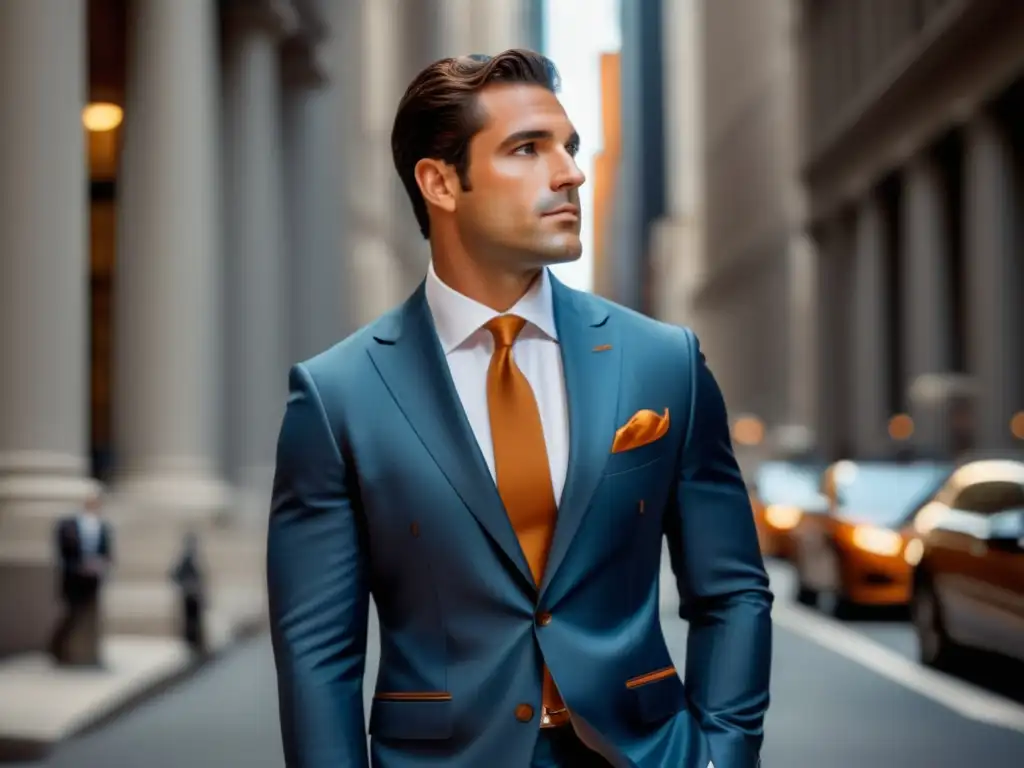 Hombre elegante en traje Hermes en Wall Street - Tendencias moda masculina Wall Street