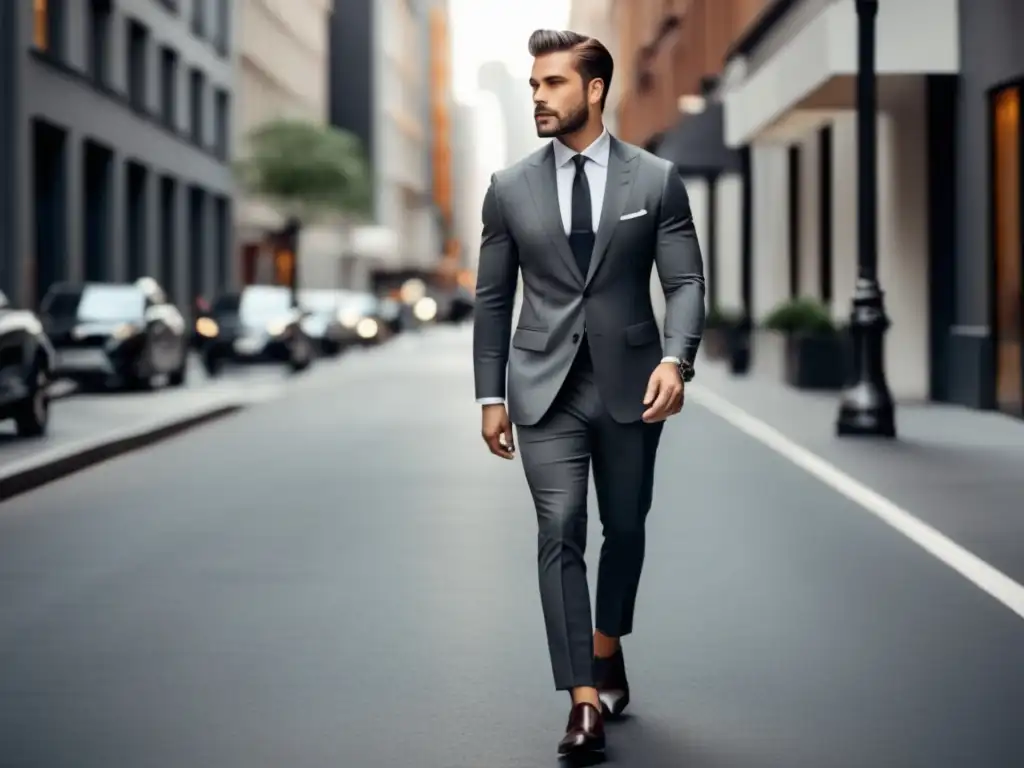 Hombre elegante en la ciudad, tendencias moda masculina cómoda y elegante