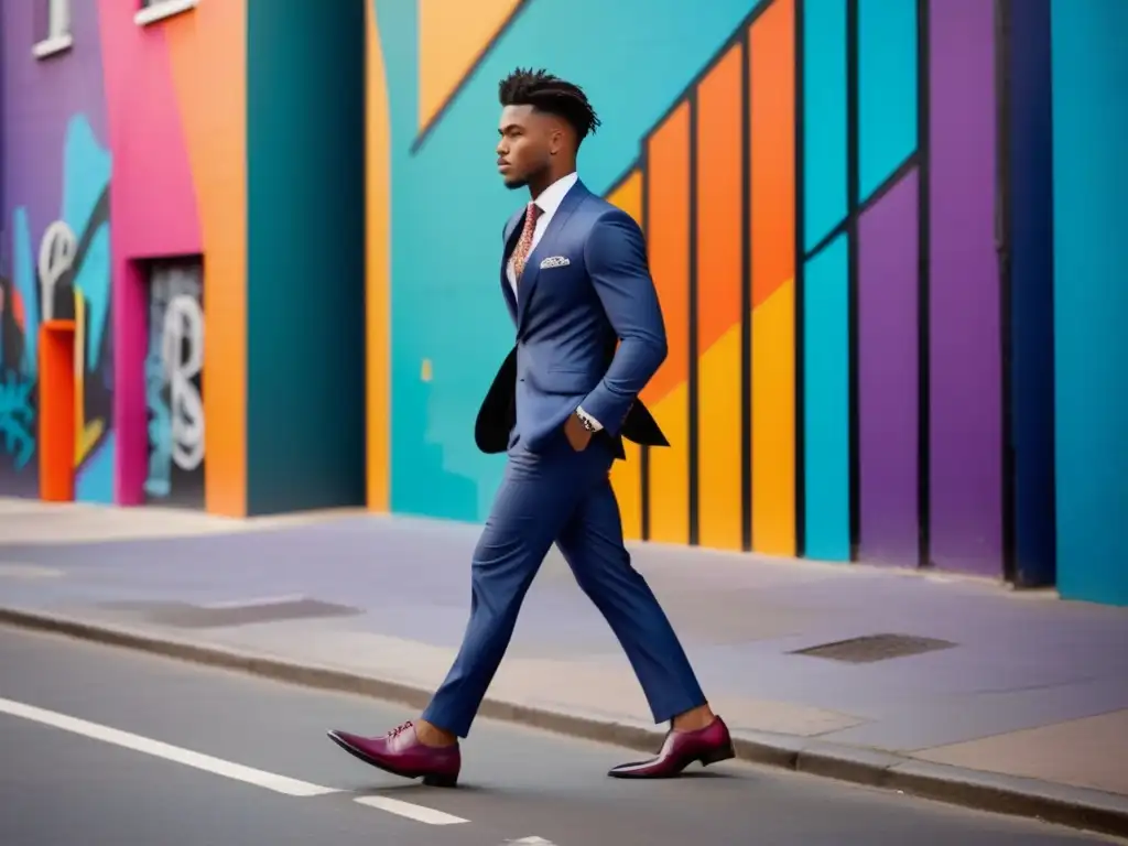 Hombre elegante caminando por la ciudad, estilo masculino urbano fotografia calle