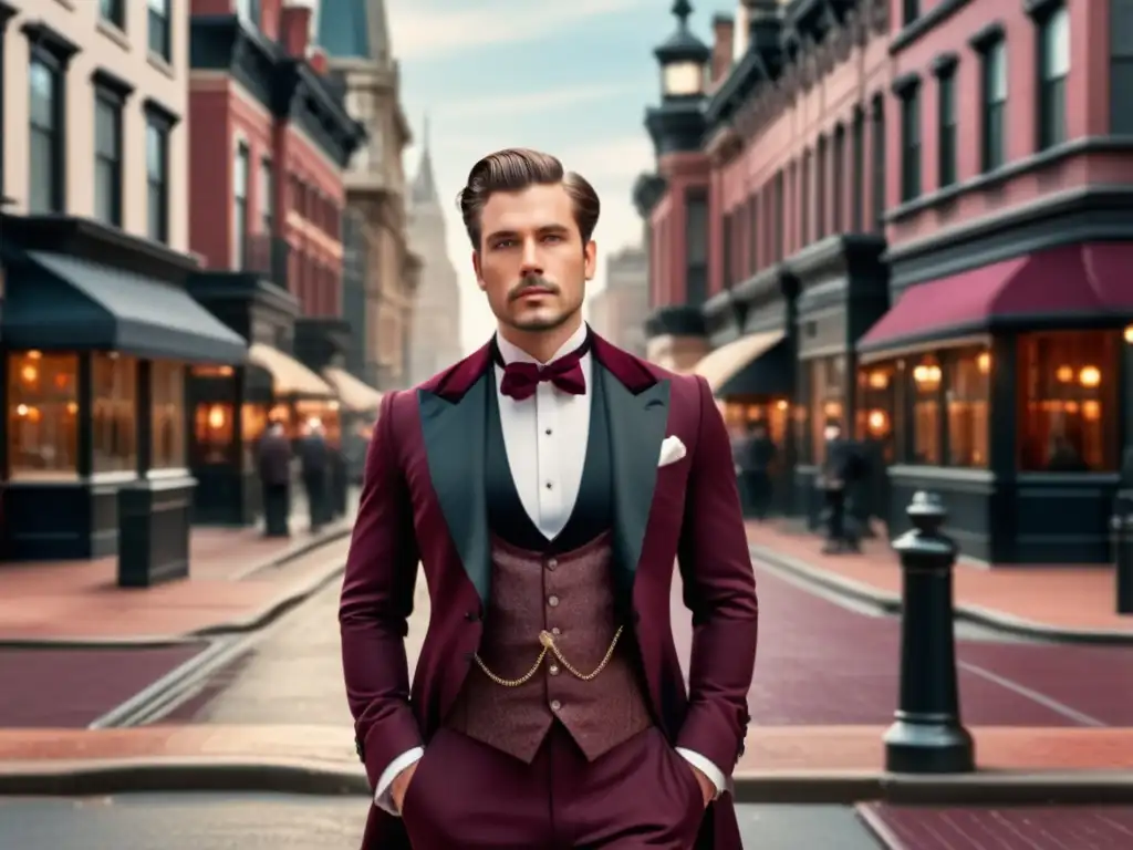 Tendencias moda masculina estilo victoriano: Elegante imagen de un caballero bien vestido en una interpretación moderna de la moda victoriana