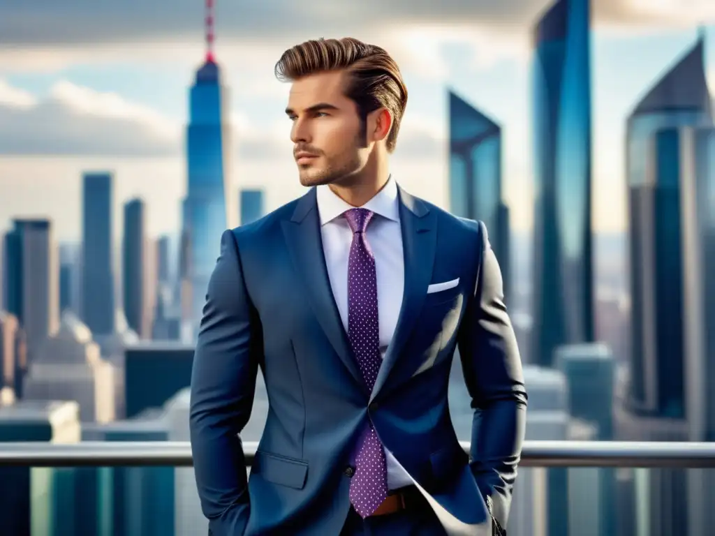 Modelo masculino en traje moderno y urbano: Tendencias globales estilo masculino