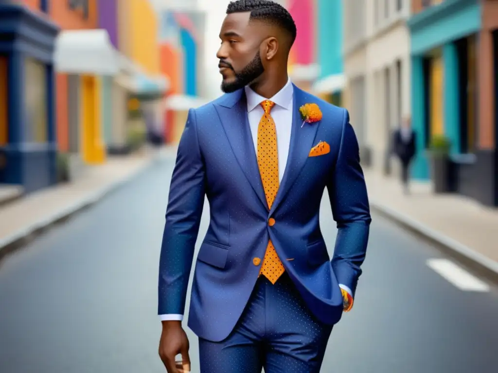 Hombre elegante en traje moderno de lunares, moda masculina y positividad