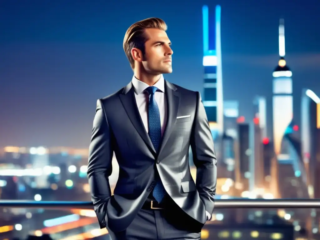 Elegante empresario en la ciudad Hombre de negocios elegante en ciudad moderna: Consejos de moda para viajes de negocios