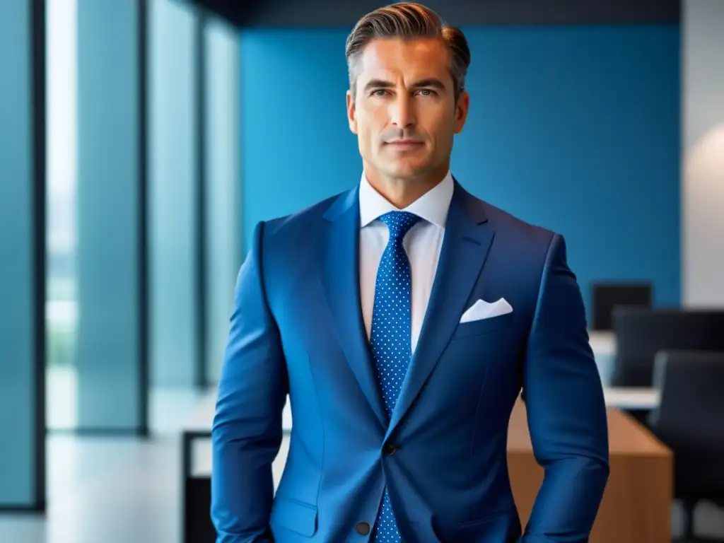 Hombre bien vestido en oficina moderna con corbata perfecta para ocasiones de negocios