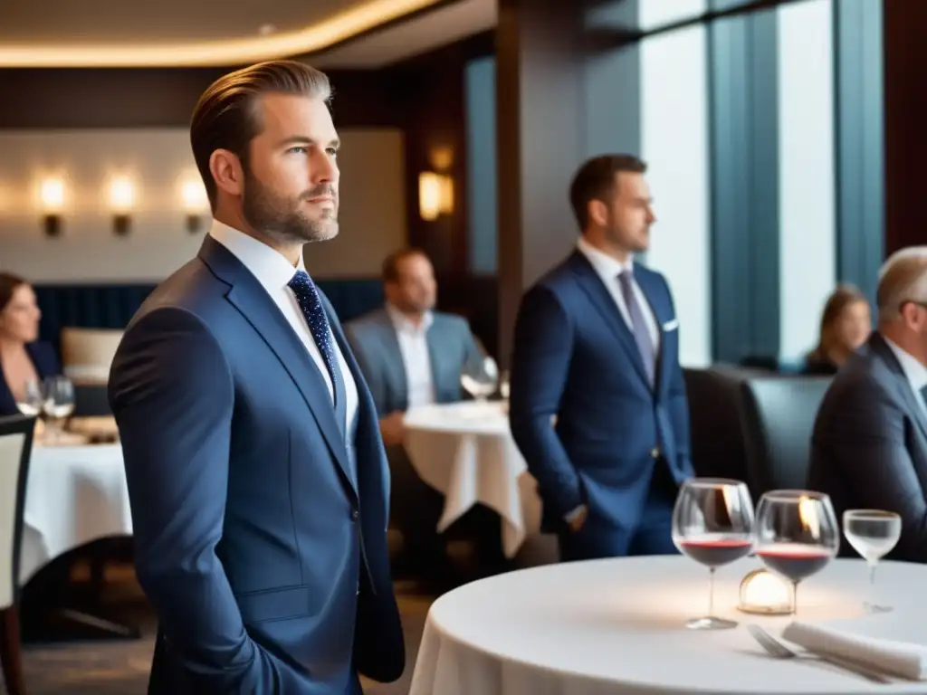 Hombre elegante en restaurante, guía estilo masculino para cenas de negocios