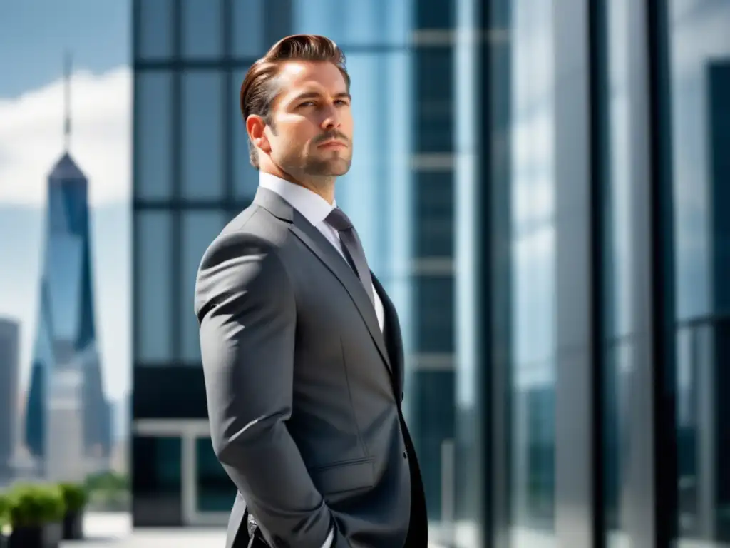 Guía de estilo masculino para cenas de negocios - hombre bien vestido frente a un edificio moderno