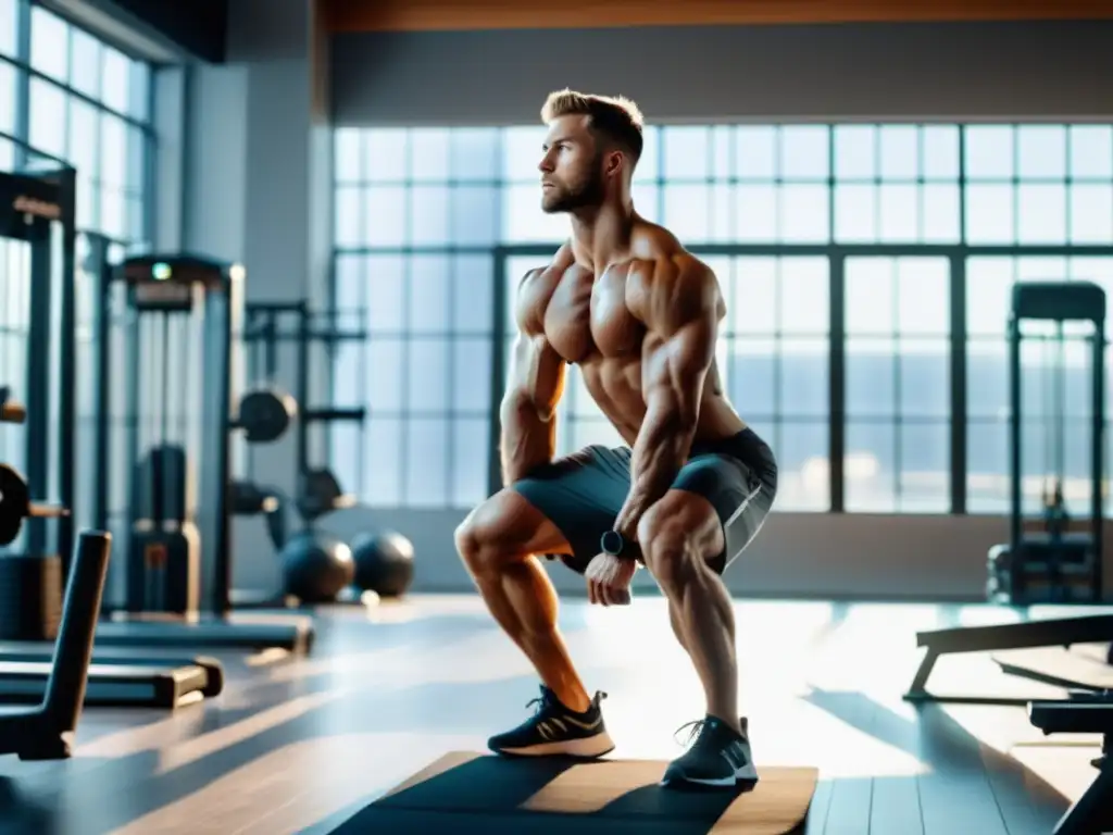 Hombre mayor en gimnasio realizando ejercicios recomendados para hombres mayores (Cuidado de la piel en hombres mayores)