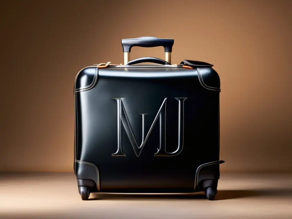 Maleta personalizada de cuero negro Consejos para personalizar equipaje masculino: maleta de cuero negro personalizada con iniciales en contraste