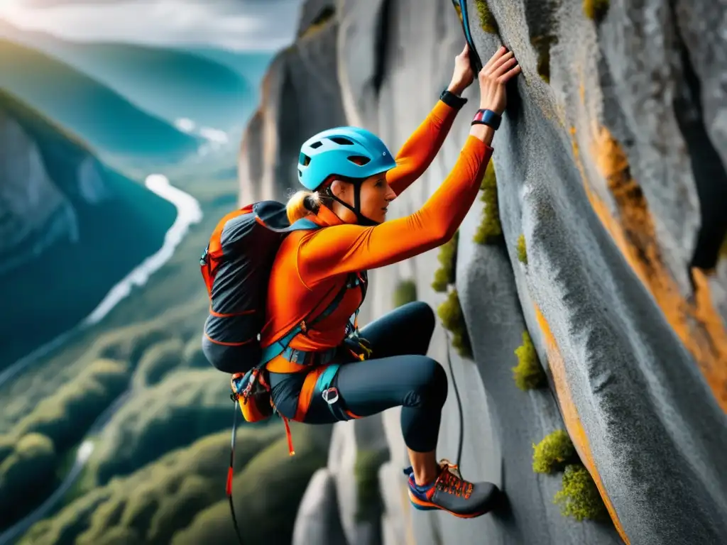 Escalador desafiando altura con estilo - Consejos para mantener el estilo en la escalada