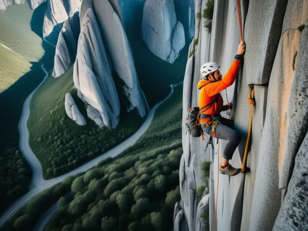 Consejos para mantener el estilo en la escalada: profesionales escalando una imponente pared de granito, con equipo funcional y protectores solares