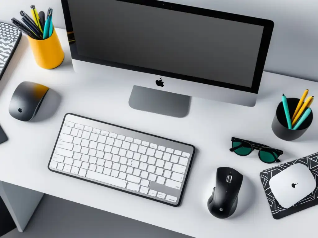 Espacio de trabajo minimalista con accesorios estilo creativo hombre