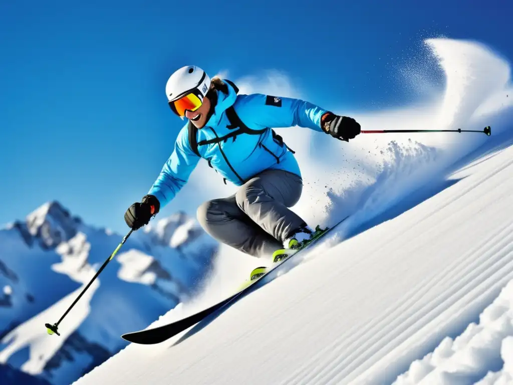 Esquiador masculino desafiante en la nieve: Estilo y equipo de esquí para hombres