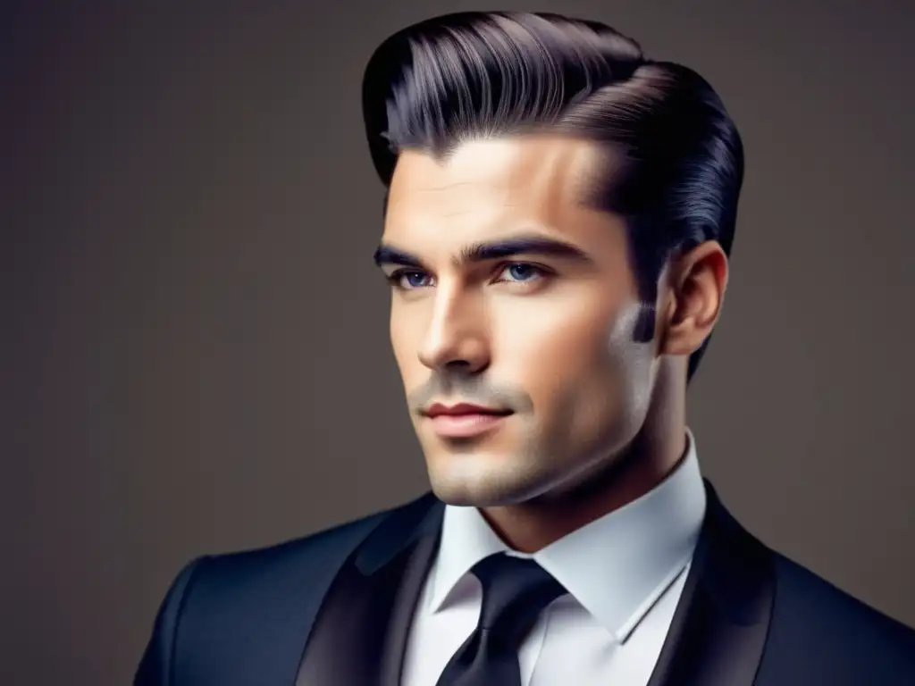 Peinado sofisticado para hombres: cabello suave, peinado pulido con precisión y elegancia