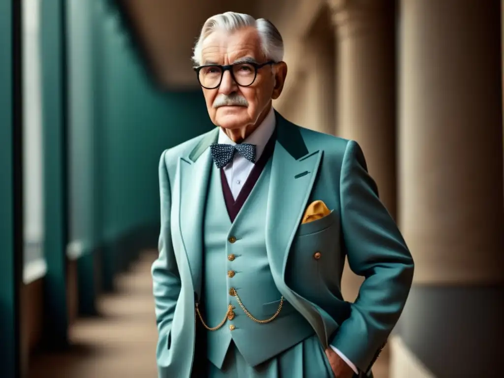 Moda hombres tercera edad: caballero elegante con traje impecable y accesorios sofisticados