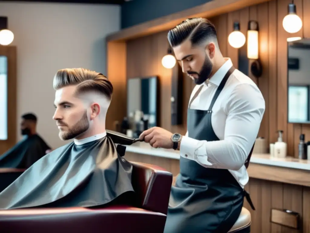 Corte de pelo bajo mantenimiento para hombre en barbershop