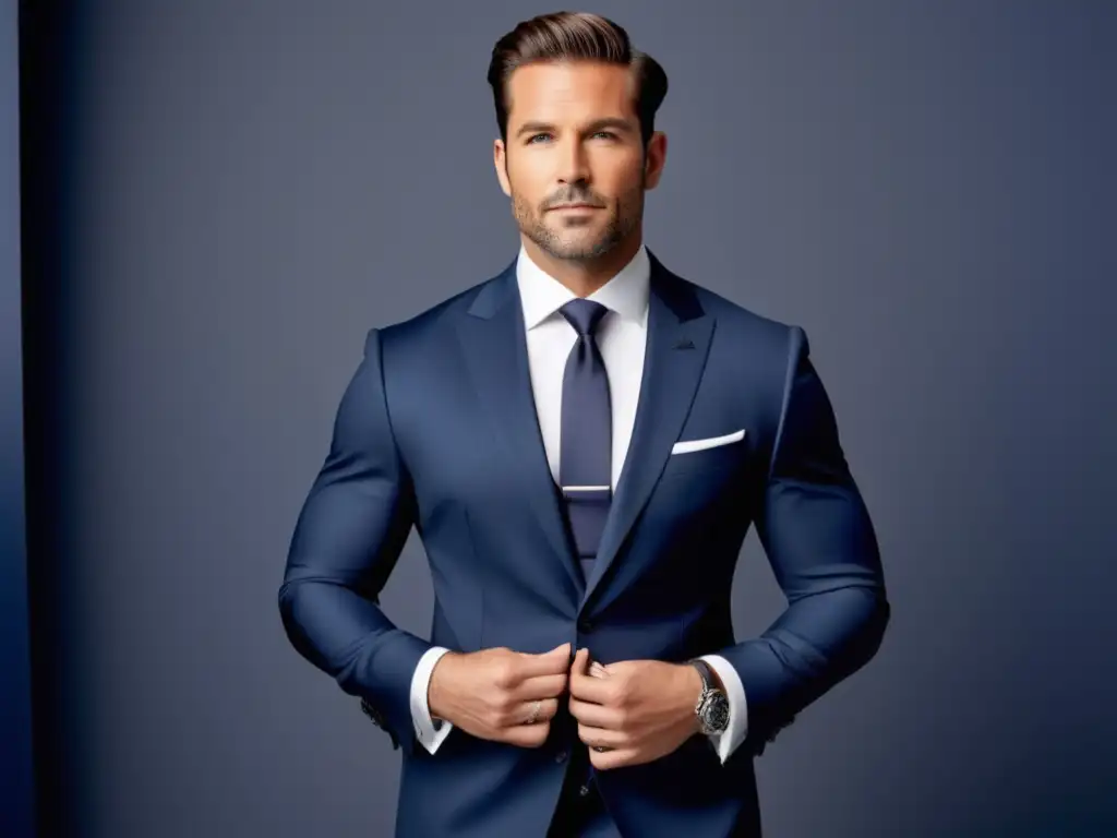 Hombre elegante con traje moderno, accesorios y confianza - Consejos moda hombres poco tiempo