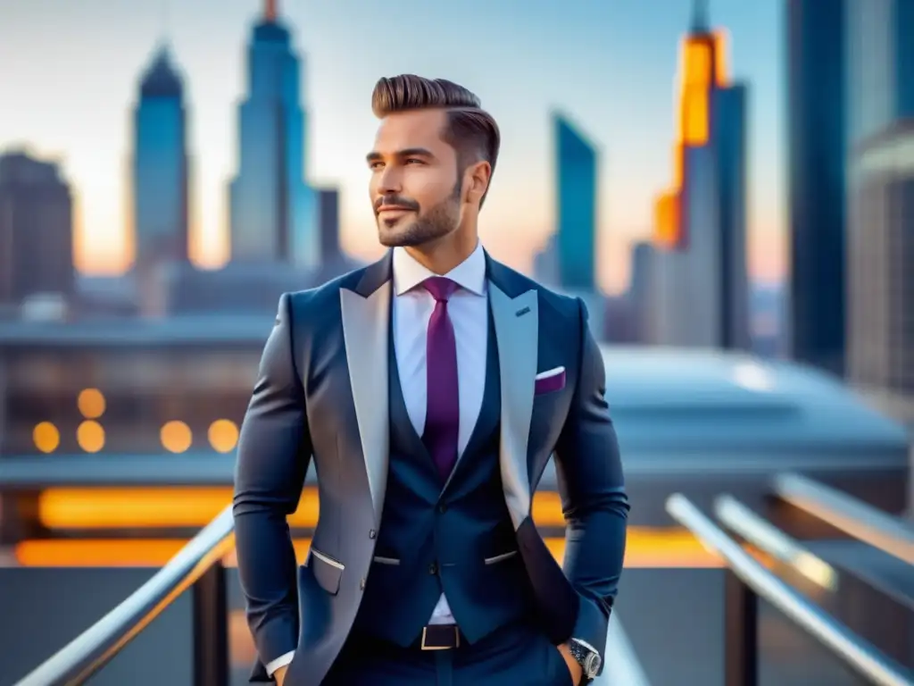 Hombre elegante en la ciudad, tendencias moda masculina, autoestima