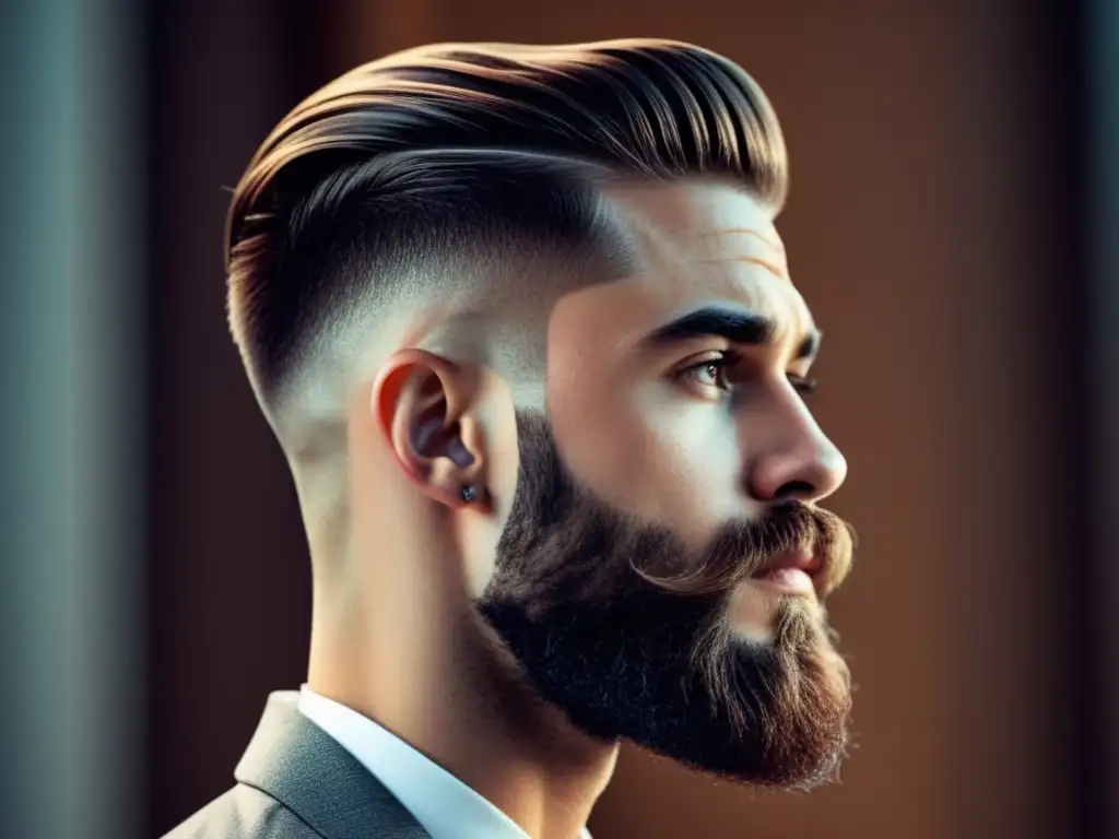 Hombre con estilo y barba, peinado con detalle y confianza - Peinados disimulan entradas hombres