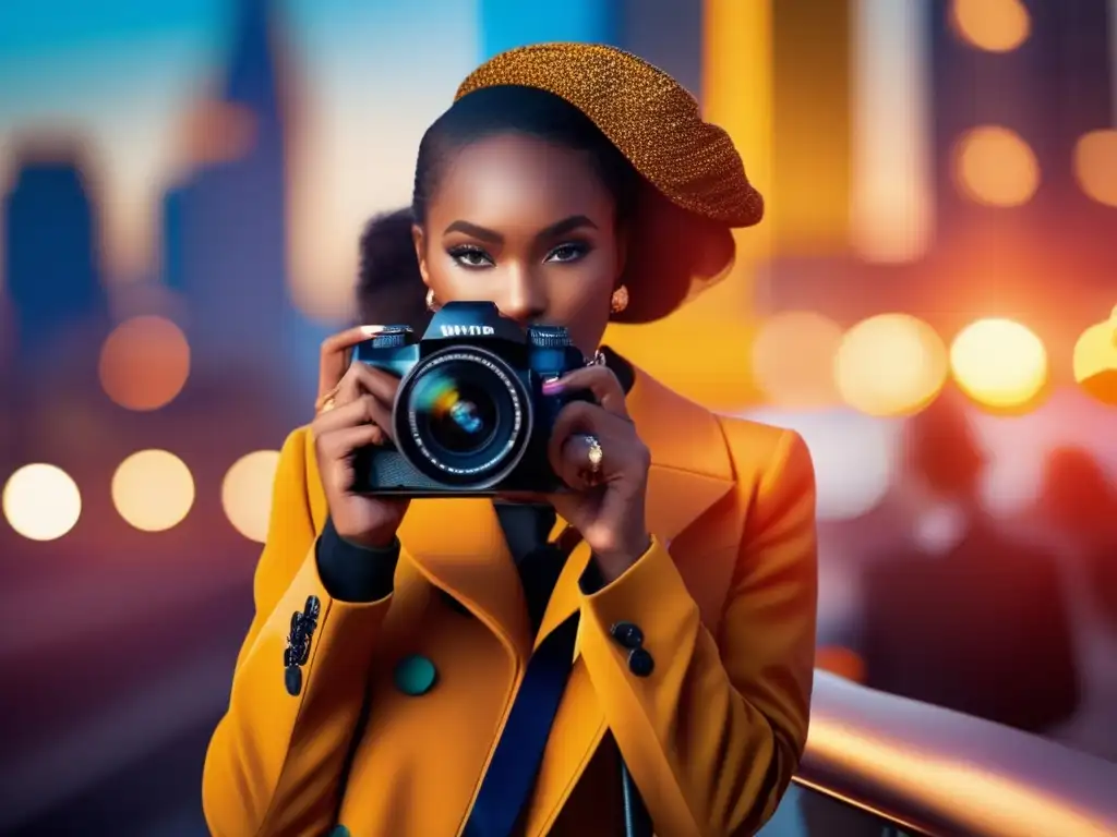 Consejos fotografía estilo personal: Fotógrafo joven con cámara profesional en la ciudad, reflejando su estilo único