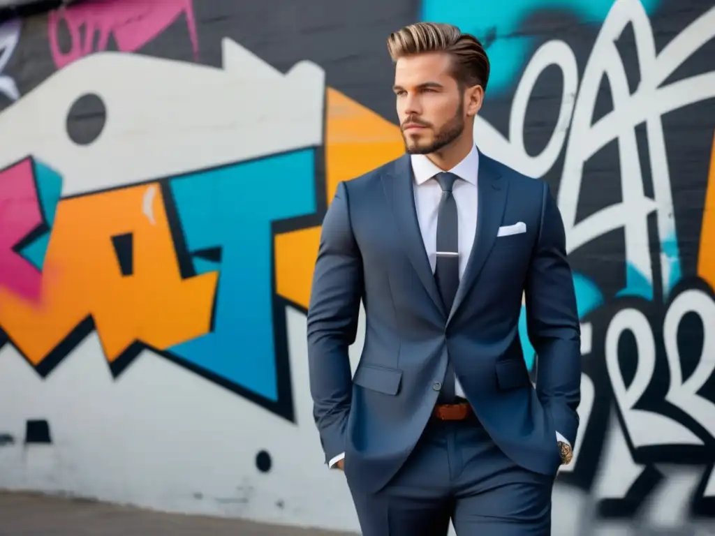 Hombre elegante fotografiando outfit masculino con estilo