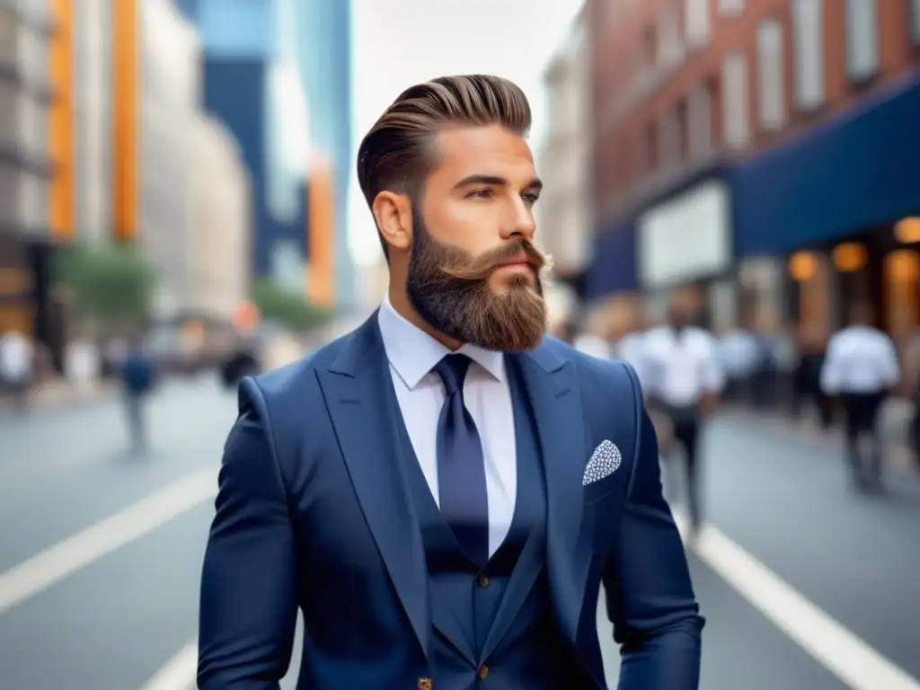 Influencia de los influencers en moda masculina: elegante influencer en una vibrante calle urbana