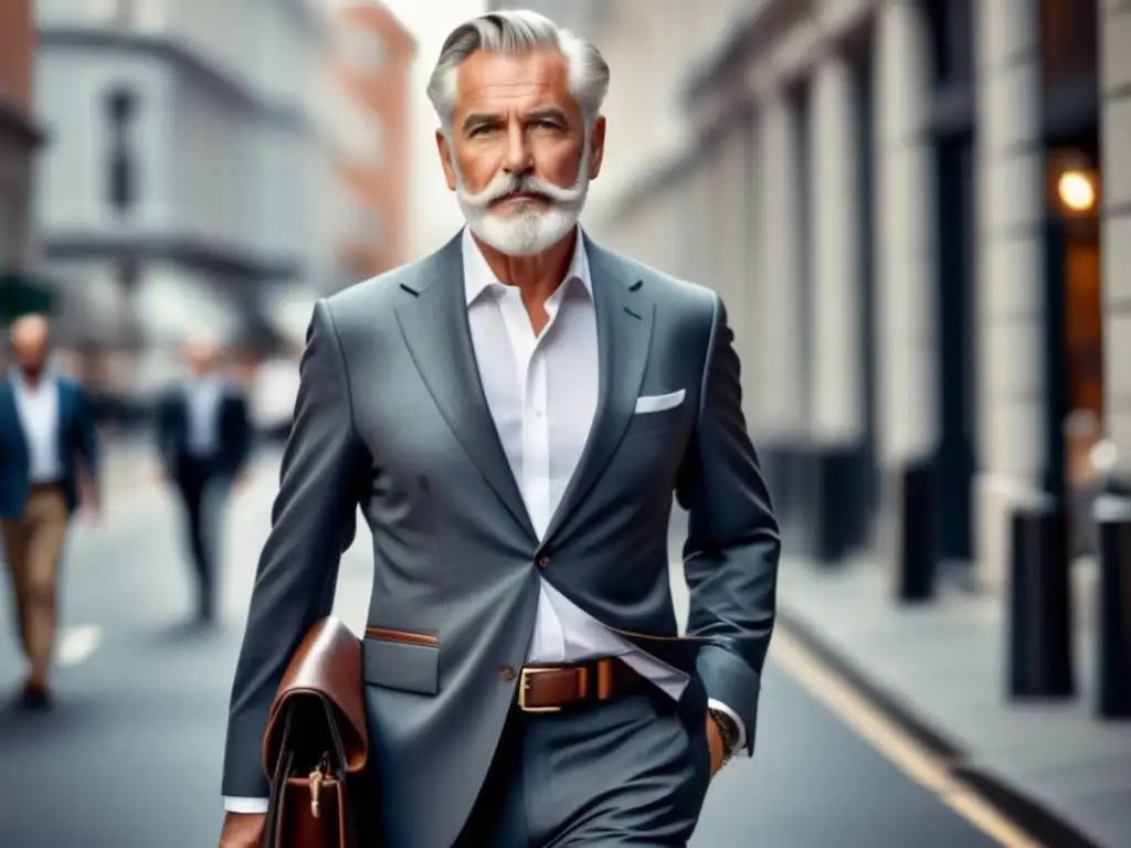 Estilo masculino tercera edad con confianza en la ciudad