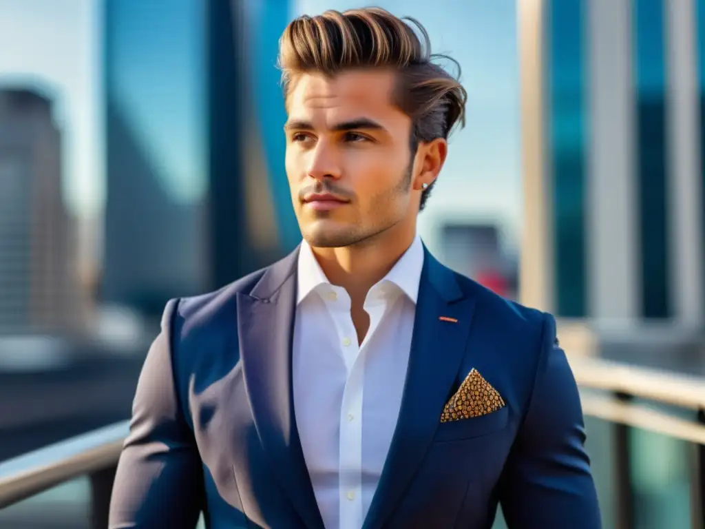 Hombre bien vestido y elegante fotografiando looks masculinos con estilo en un entorno urbano vibrante