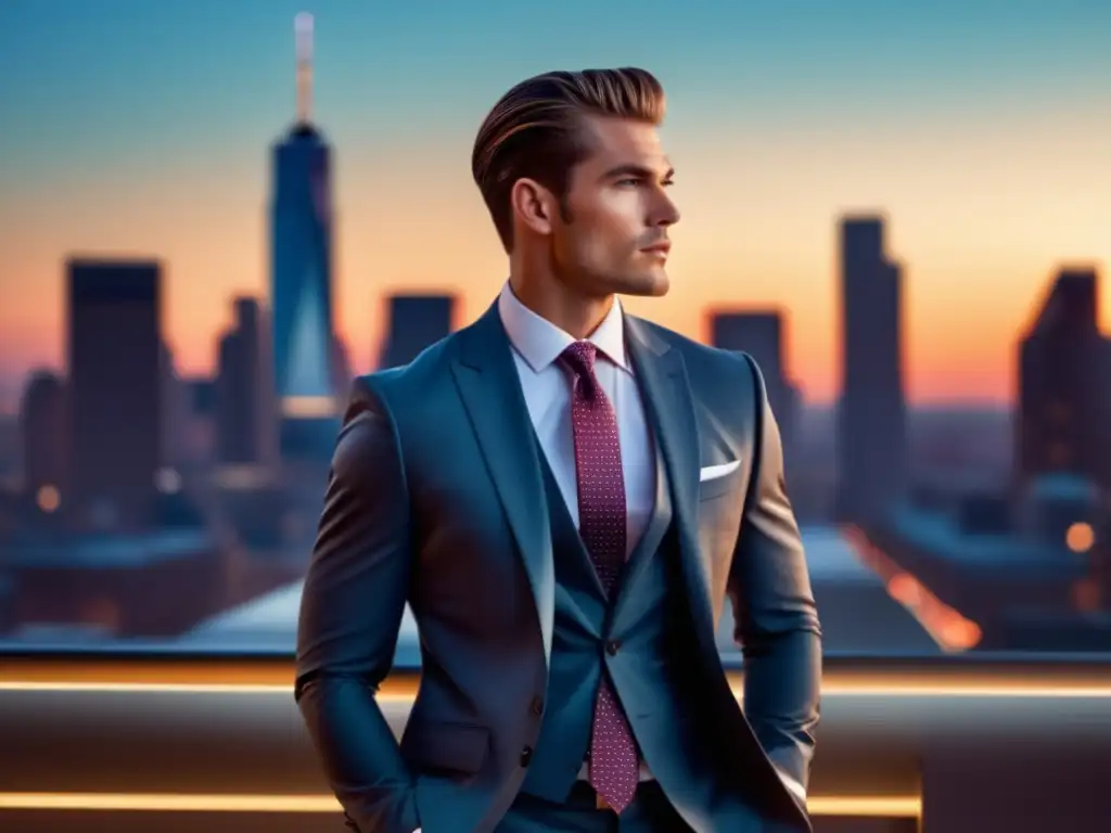 Consejos para resaltar estilo masculino: modelo elegante en ciudad al atardecer