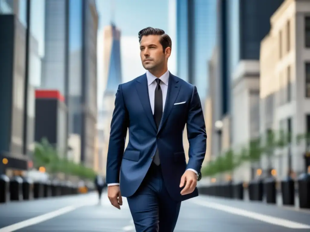 Hombre elegante mejora autoestima con estilo masculino en la ciudad