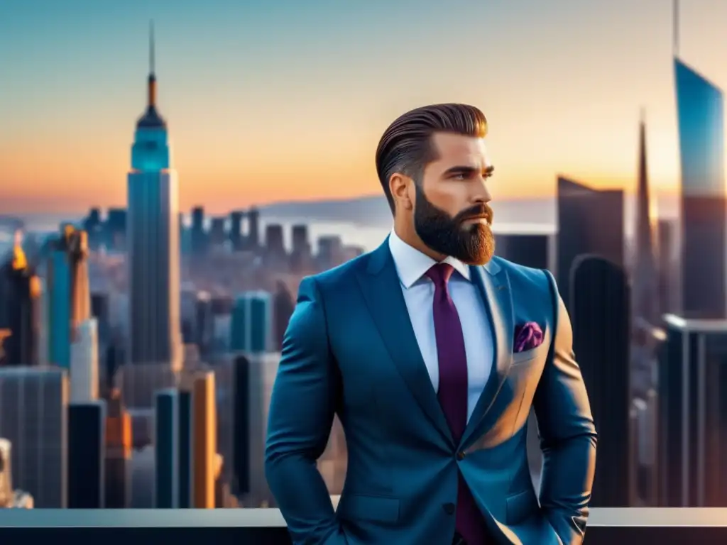 Hombre elegante en vibrante ciudad, reflejo de las tendencias globales del estilo masculino