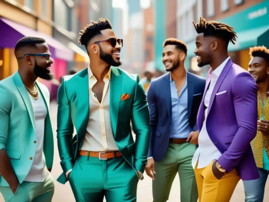 Estilos locales únicos en moda masculina en una vibrante escena urbana moderna