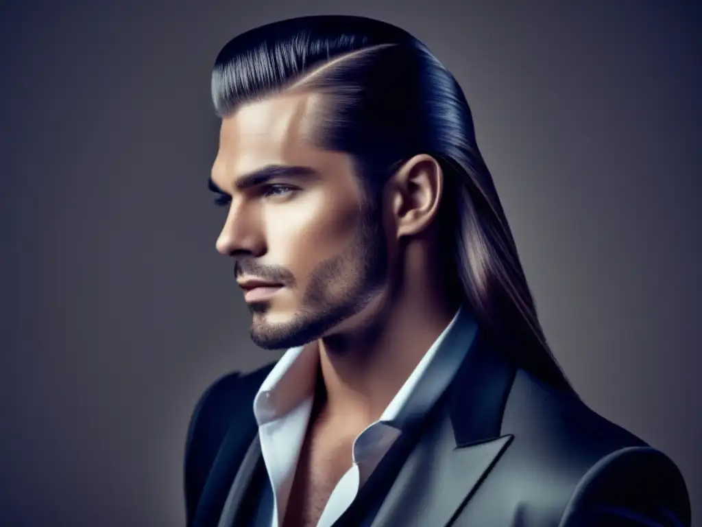 Hombre con peinado elegante y moderno, tendencias cortes y peinados hombres pelo largo