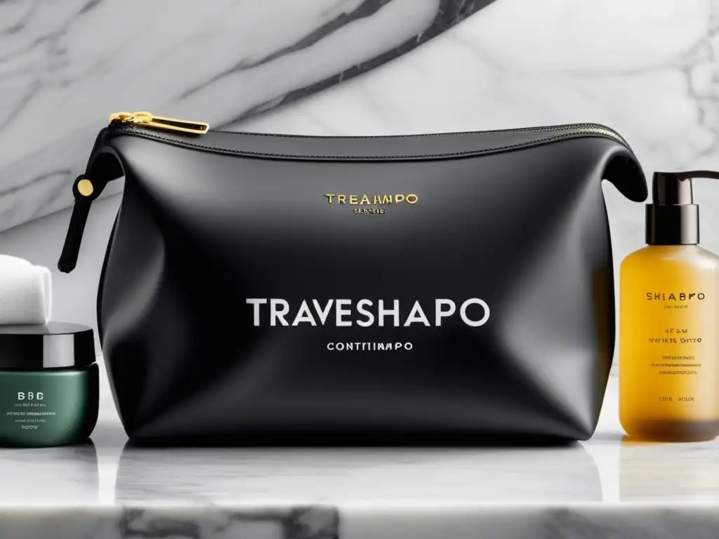 Bolsa de aseo de viaje moderna con productos de cuidado personal compactos y organizados - Trucos de embalaje para el hombre moderno en viaje