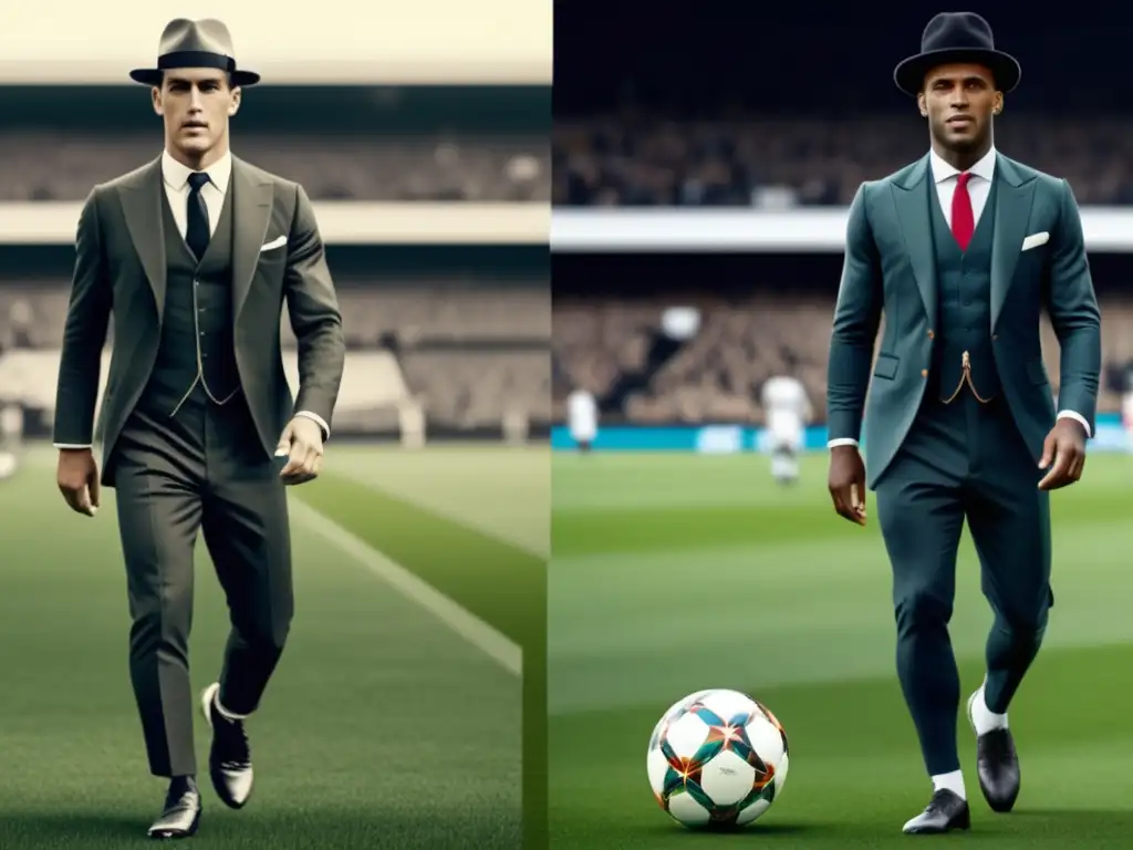 Tendencias moda masculina futbolistas famosos: evolución estilos y contrastes entre épocas en imagen 8k