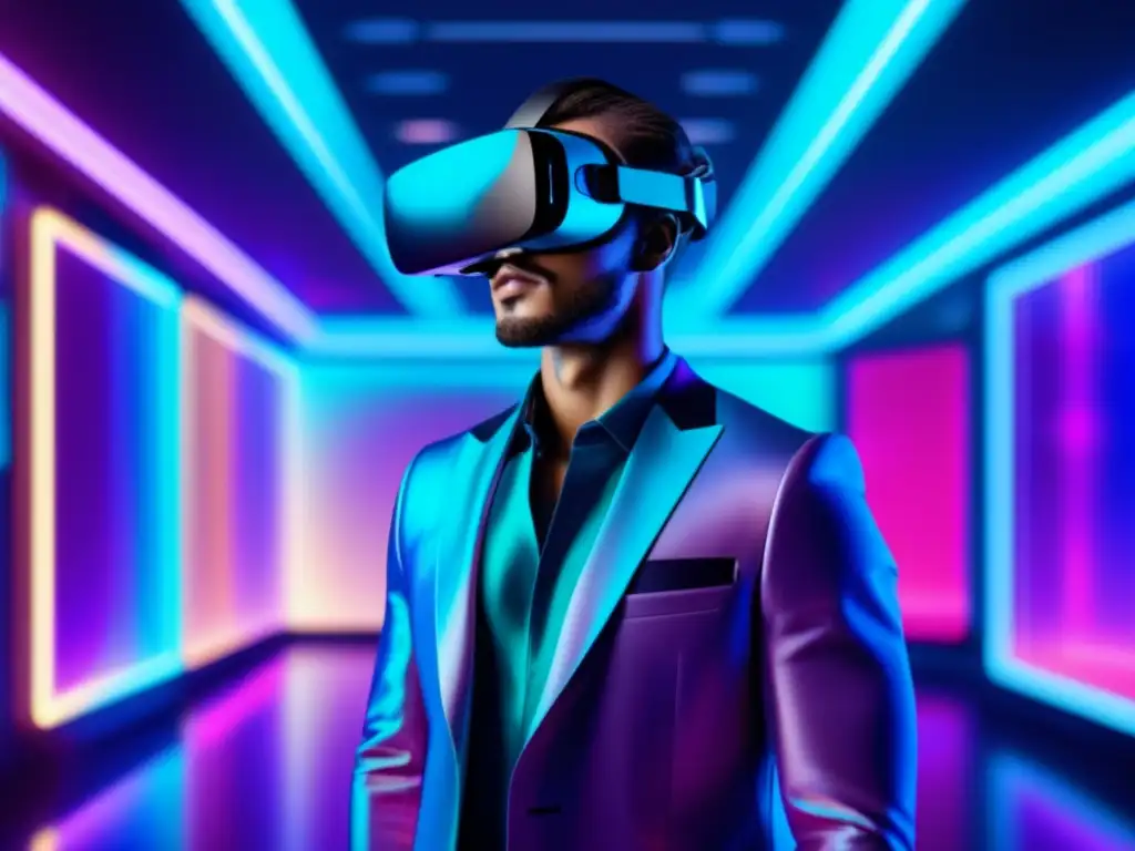 Hombre modelando tendencias moda masculina realidad virtual