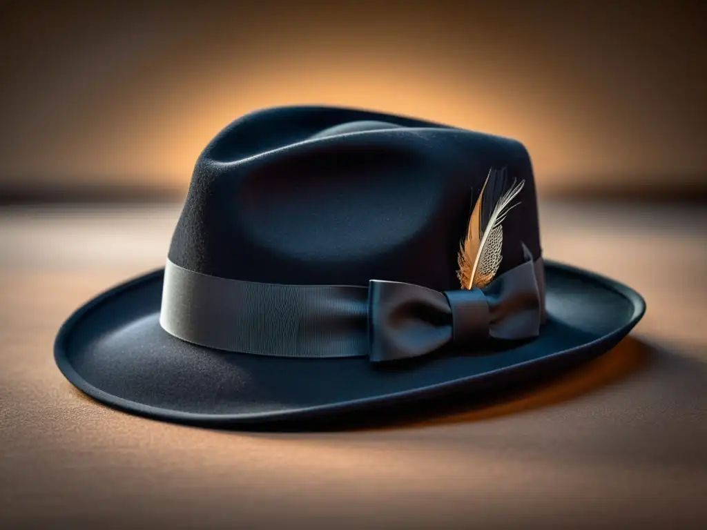 Estilo atemporal de Humphrey Bogart, sombrero negro elegante de fieltro de lana premium