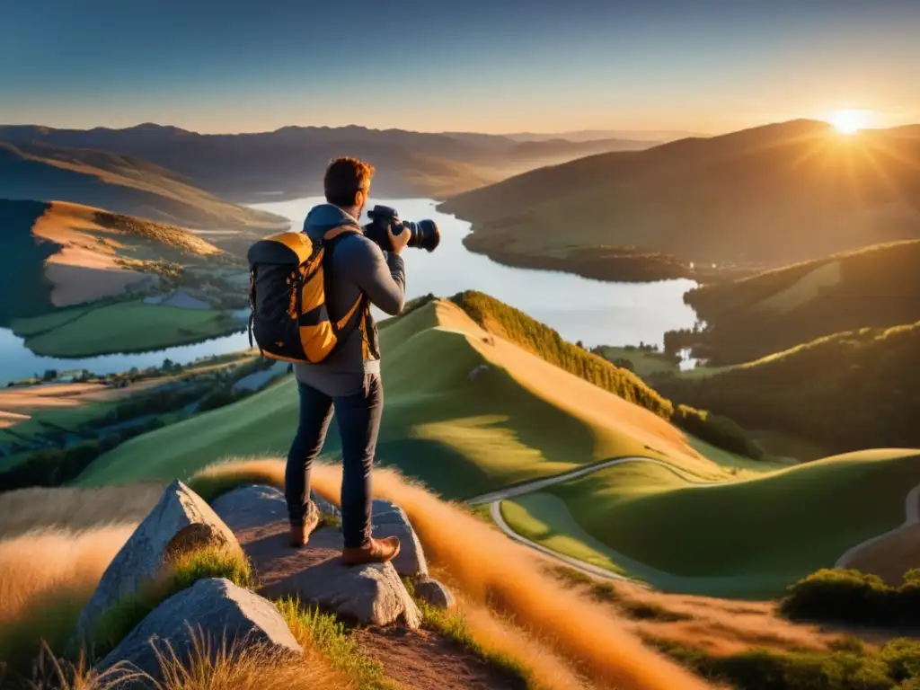 Fotógrafo capturando la belleza de la naturaleza al amanecer