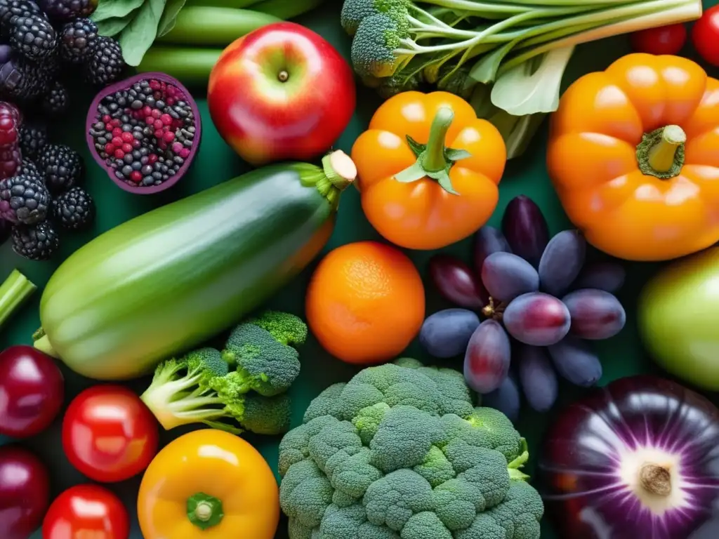 Mitos de nutrición desenmascarados: Frutas y verduras frescas en una imagen 8k detallada, colorida y artística