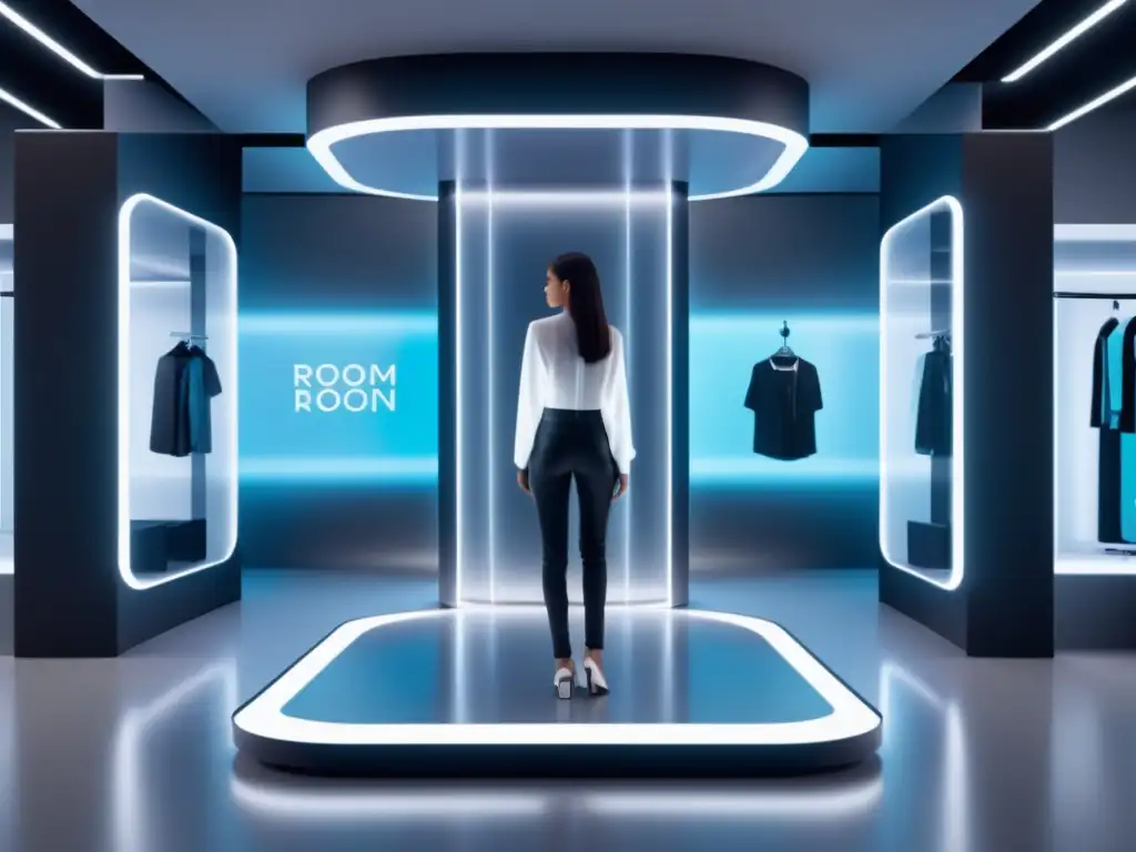 Innovaciones moda realidad virtual en elegante vestidor virtual