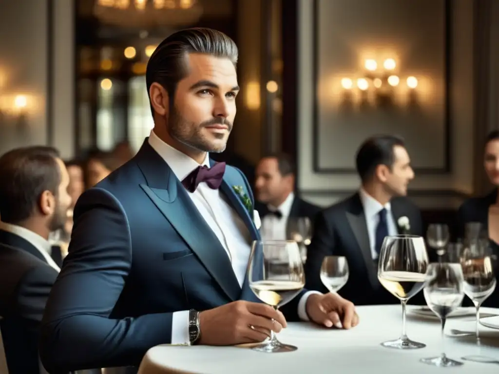 Hombre elegante en restaurante sofisticado