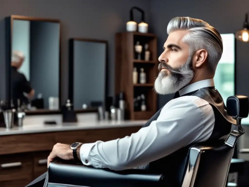 Hombre canoso con corte de pelo moderno y elegante