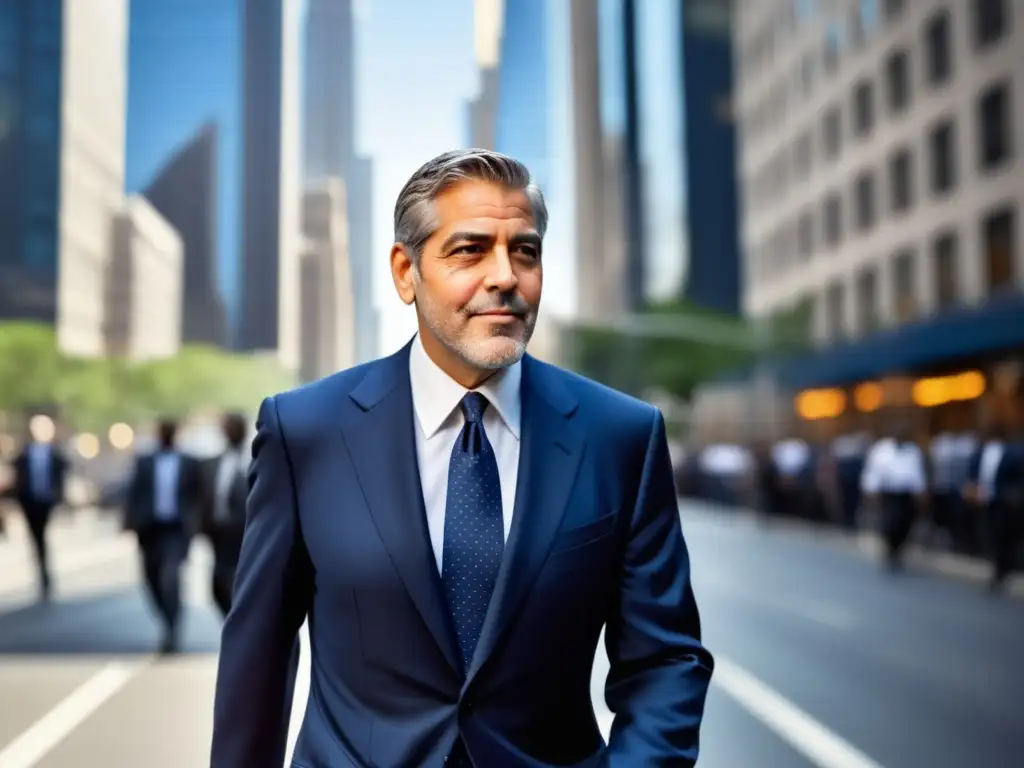 Estilo sofisticado George Clooney moda: hombre elegante en la ciudad