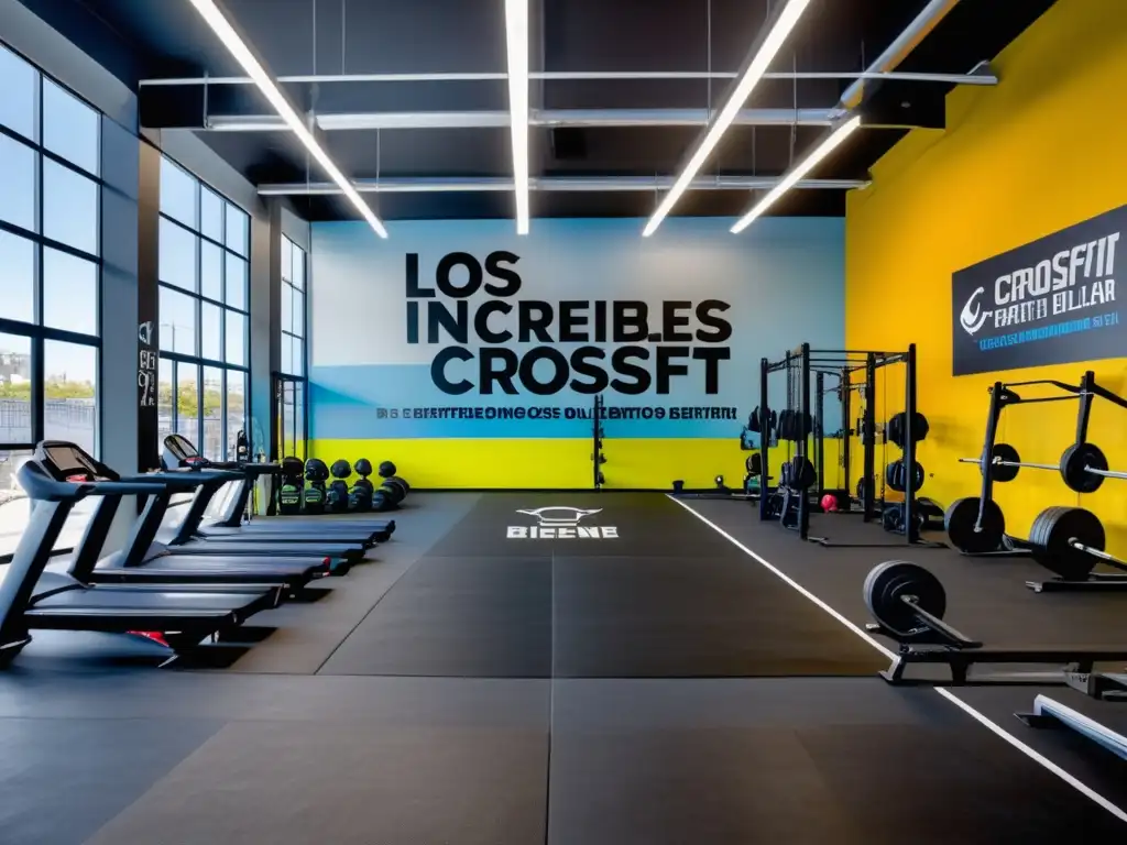 Gimnasio de crossfit moderno con equipamiento de alta calidad y ambiente energético