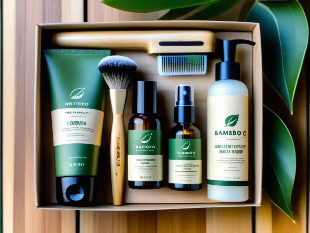 Tendencias belleza masculina ecofriendly con productos elegantes y sostenibles en una imagen atractiva