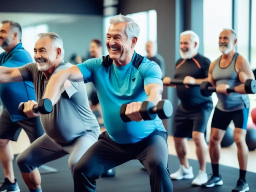 Hombres mayores de 60 años en actividades de ejercicio