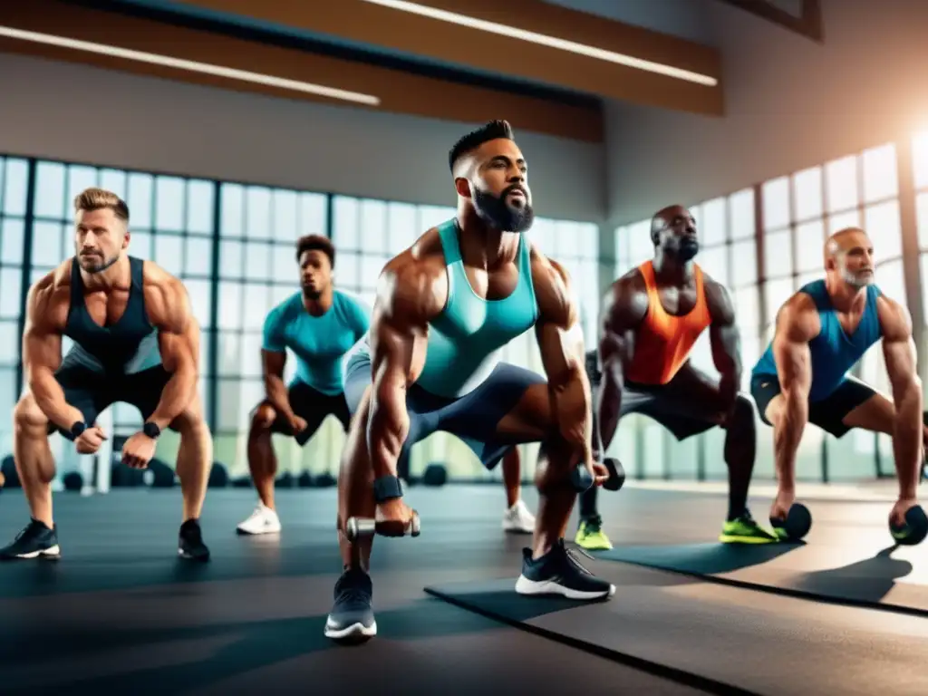 Hombres en forma practicando actividades físicas y promoviendo nutrición equilibrada