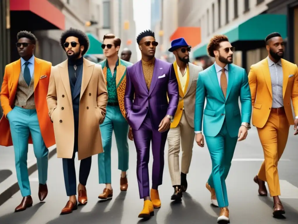 Hombres elegantes y diversos en la moda masculina en la ciudad