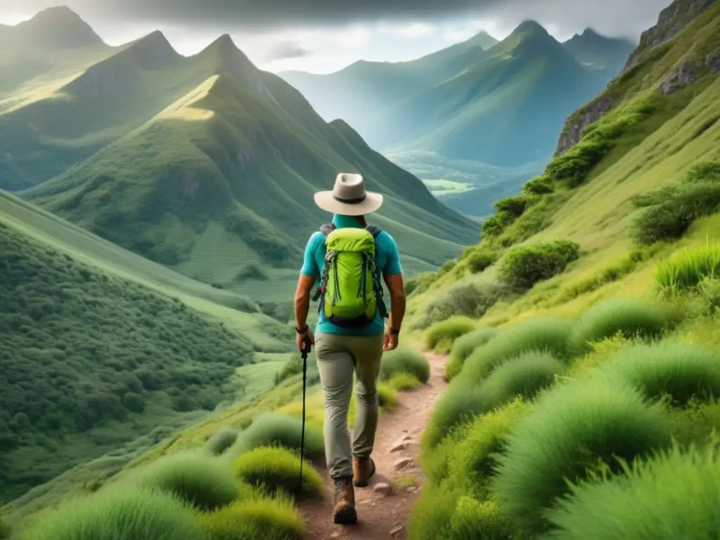 Equipo funcional para senderismo masculino en montaña